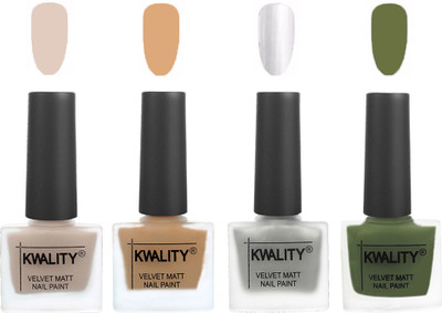Kwality Premium Quality Dull Velvet Matte Nail Polish Flat Brush Exclusive Combo (2201202030 ) Light Beige,Beige,Silver,Olive Green(Pack of 4)
Kwality Premium Quality Dull Velvet Matte Nail Polish Flat Brush Exclusive Combo (2201202030 ) Light Beige,Beige,Silver,Olive Green(Pack of 4)