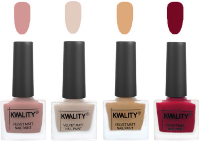Kwality Premium Quality Dull Velvet Matte Nail Polish Flat Brush Exclusive Combo (2201202004 ) Salmon,Light Beige,Beige,Berry(Pack of 4)
Kwality Premium Quality Dull Velvet Matte Nail Polish Flat Brush Exclusive Combo (2201202004 ) Salmon,Light Beige,Beige,Berry(Pack of 4)