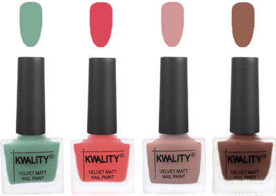 Kwality Premium Quality Dull Velvet Matte Nail Polish Flat Brush Exclusive Combo (2201201956 ) Mischievous Mint,Baby Pink,Salmon,Shock Brown(Pack of 4)
Kwality Premium Quality Dull Velvet Matte Nail Polish Flat Brush Exclusive Combo (2201201956 ) Mischievous Mint,Baby Pink,Salmon,Shock Brown(Pack of 4)
