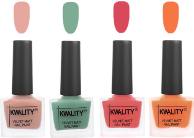 Kwality Premium Quality Dull Velvet Matte Nail Polish Flat Brush Exclusive Combo (2201201926 ) Salmon Pink,Mischievous Mint,Baby Pink,Peach(Pack of 4)
Kwality Premium Quality Dull Velvet Matte Nail Polish Flat Brush Exclusive Combo (2201201926 ) Salmon Pink,Mischievous Mint,Baby Pink,Peach(Pack of 4)