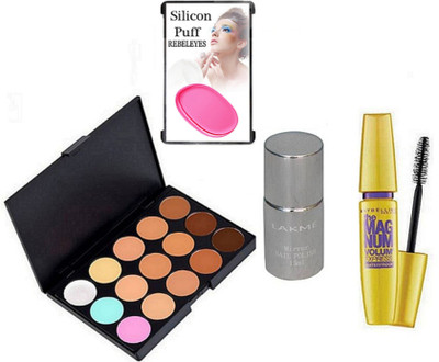REBELEYES Silicon Puff &Mac Concealer Palette & Maybelline The Mag mam Mascara & Lakme 9 To 5 Nail Polish & Mac Concealer Palette(Set of 4)
REBELEYES Silicon Puff &Mac Concealer Palette & Maybelline The Mag mam Mascara & Lakme 9 To 5 Nail Polish & Mac Concealer Palette(Set of 4)