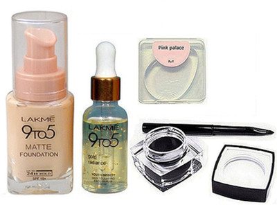 pink palace Siliocn puff, Lakme 9to5 glod radiance face serum, matte foundation, Mac fluid line gel eyeliner(Set of 4)
pink palace Siliocn puff, Lakme 9to5 glod radiance face serum, matte foundation, Mac fluid line gel eyeliner(Set of 4)