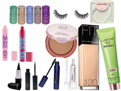 Adorable silicon puff, Lakme 9to5 matte compact, naturale CC cream , eyelashes, maybeillene new york fit me 120 foundation, baby lips pack of 2, mirror nail paint pack of 5, stick kajal, eyelashes glue, padma eyeliner & mascara(Set of 16)
Adorable silicon puff, Lakme 9to5 matte compact, naturale CC cream , eyelashes, maybeillene new york fit me 120 foundation, baby lips pack of 2, mirror nail paint pack of 5, stick kajal, eyelashes glue, padma eyeliner & mascara(Set of 16)