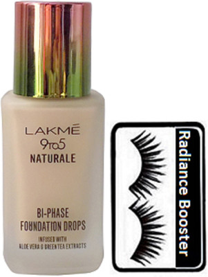 radiance booster Eyelashes & Lakme9 to 5 Naturale BI-Phase Foundation(Set of 2)