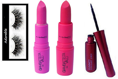 Adorable eyelashes, mac giambattista long lasting pink & red shade lipstick, eyeliner(Set of 4)
Adorable eyelashes, mac giambattista long lasting pink & red shade lipstick, eyeliner(Set of 4)