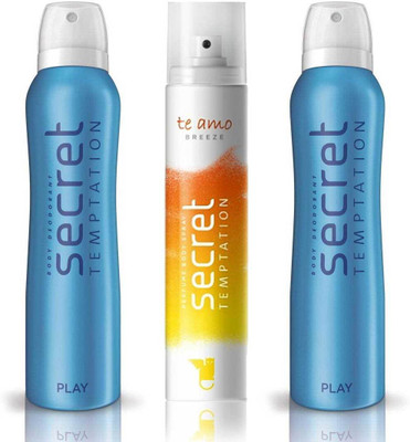 Secret Temptation 2 Play and Te Amo Breeze Body Mist - For Women(420 ml, Pack of 3)
Secret Temptation 2 Play and Te Amo Breeze Body Mist - For Women(420 ml, Pack of 3)