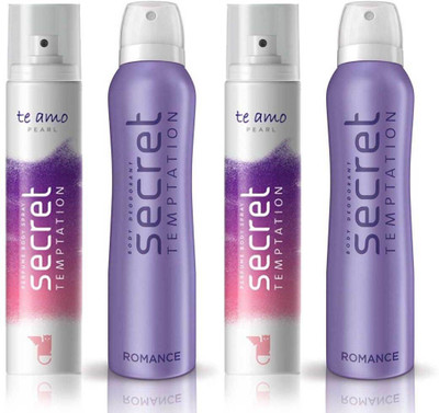 Secret Temptation 2 Te Amo Pearl and 2 Romance Body Mist - For Women(540 ml, Pack of 4)
Secret Temptation 2 Te Amo Pearl and 2 Romance Body Mist - For Women(540 ml, Pack of 4)