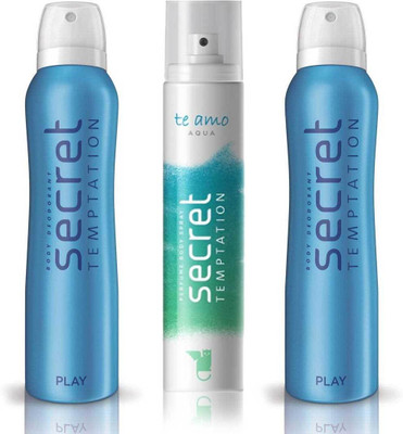 Secret Temptation 2 Play and Te Amo Aqua Body Mist - For Women(420 ml, Pack of 3)
Secret Temptation 2 Play and Te Amo Aqua Body Mist - For Women(420 ml, Pack of 3)