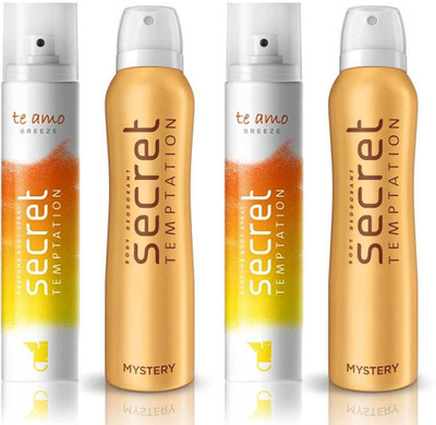 Secret Temptation 2 Te Amo Breeze and 2 Mystery Body Mist - For Women(540 ml, Pack of 4)
Secret Temptation 2 Te Amo Breeze and 2 Mystery Body Mist - For Women(540 ml, Pack of 4)
