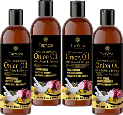 The Yogi Organic Onion Oil with Brahmi & Bhringraj Pack of 4 Hair Oil(200 ml)