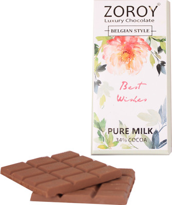 Zoroy Luxury Chocolate Pure Belgian Couverture Milk Chocolate bar with Best wishes message - 100gms Bars(100 g)
Zoroy Luxury Chocolate Pure Belgian Couverture Milk Chocolate bar with Best wishes message - 100gms Bars(100 g)