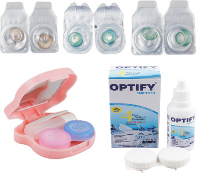 Optify Combo Pack Monthly Color Contact Lens With Travel Kit Monthly Contact Lens(1, Brown-Green Turquoise-Green Turquoise, Pack of 3)
Optify Combo Pack Monthly Color Contact Lens With Travel Kit Monthly Contact Lens(1, Brown-Green Turquoise-Green Turquoise, Pack of 3)