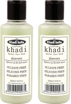LEAFVEDA Khadi Aloevera Face Wash Sulfate Free Pack of 2 Face Wash(420 ml)