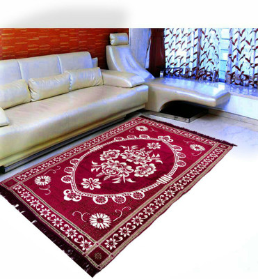ABhomedecor Maroon Chenille Carpet(152 cm X 213 cm)