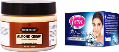 Sheer Secret Almond Cream 300ml and Fem Diamond Bleach 30g(Set of 2)