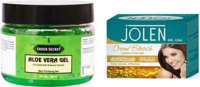 Sheer Secret Aloe Vera Gel 300ml and Jolen Gold Bleach 35g(Set of 2)