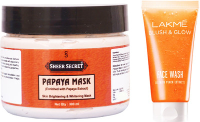 Sheer Secret Papaya Mask 300ml and Blush & Glow Peach Gel Face Wash 100ml(Set of 2)