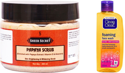 Sheer Secret Papaya Scrub 300ml 300ml and Clean & Clear Foaming Face Wash 100ml(Set of 2)
Sheer Secret Papaya Scrub 300ml 300ml and Clean & Clear Foaming Face Wash 100ml(Set of 2)