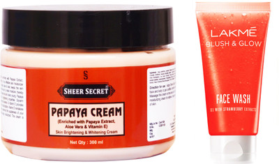 Sheer Secret Papaya Cream 300ml and Blush & Glow Strawberry Gel Face Wash 100ml(Set of 2)
Sheer Secret Papaya Cream 300ml and Blush & Glow Strawberry Gel Face Wash 100ml(Set of 2)