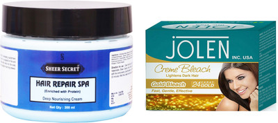 Sheer Secret Hair Repair Spa 300ml and Jolen Gold Bleach 35g(Set of 2)