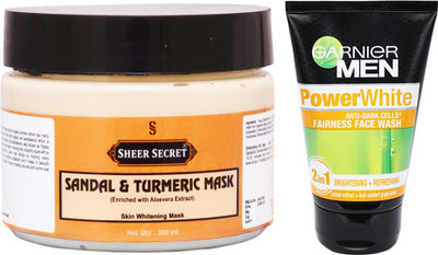Sheer Secret Sandal & Turmeric Mask 300ml and Garnier Men Power White Face Wash 100ml(Set of 2)
Sheer Secret Sandal & Turmeric Mask 300ml and Garnier Men Power White Face Wash 100ml(Set of 2)