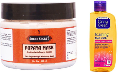 Sheer Secret Papaya Mask 300ml and Foaming Face Wash 100ml(Set of 2)