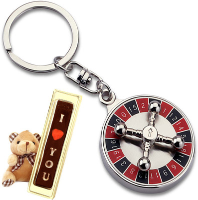 Ghasitaram Gifts Valentine- Roulette Keychain BKC - 578 with Teddy and Chocolate Combo(3)