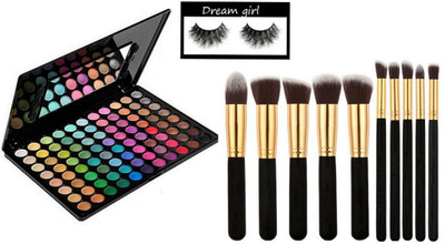 Dream Girl eyelashes,Makeup brush set,88 shades eye shadow palette(Set of 3)