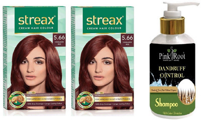 Pink Root Dandruff Control Shampoo with Streax 2 Pcs 5.66 Cinnamon Red Cream Hair Color(Set of 3)
Pink Root Dandruff Control Shampoo with Streax 2 Pcs 5.66 Cinnamon Red Cream Hair Color(Set of 3)