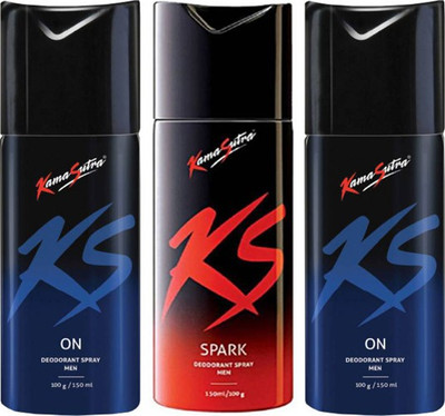 KamaSutra Spark On On Body Spray - For Men(450 ml, Pack of 3)