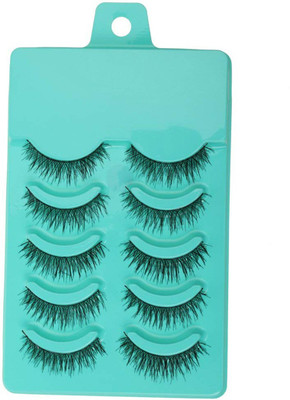 Futurekart Fibre Fashion Beauty Makeup Handmade False Eyelashes Messy Cross Style for Women, 5 Pairs(Pack of 1)