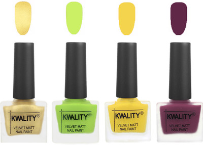 Kwality Multicolor Matte Nail Polish Combo 2901201976 Golden,Light Lemon Green,Yellow,Purple(Pack of 4)
Kwality Multicolor Matte Nail Polish Combo 2901201976 Golden,Light Lemon Green,Yellow,Purple(Pack of 4)