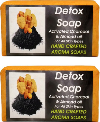 Spaanand Detox Charcoal Hand Crafted Aroma Soap(200 g, Pack of 2)