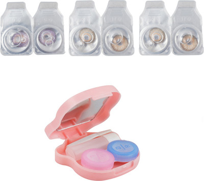 Optify Combo Pack Monthly Color Contact Lens With Travel Kit Monthly Contact Lens(1, Brown-Violet-Brown, Pack of 3)