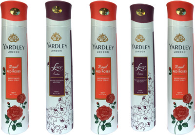 Yardley London Royal Red Roses and Lace satin (pack of 5) Body Spray - For Women(150 ml, Pack of 5)
Yardley London Royal Red Roses and Lace satin (pack of 5) Body Spray - For Women(150 ml, Pack of 5)