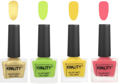 Kwality Multicolor Matte Nail Polish Combo 2901201977 Golden,Light Lemon Green,Yellow,Frozen Pink(Pack of 4)
Kwality Multicolor Matte Nail Polish Combo 2901201977 Golden,Light Lemon Green,Yellow,Frozen Pink(Pack of 4)