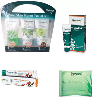 Himalaya neem facial kit, pimple cream, aloe vera wipes, clearvital gel cream(Set of 4)
Himalaya neem facial kit, pimple cream, aloe vera wipes, clearvital gel cream(Set of 4)