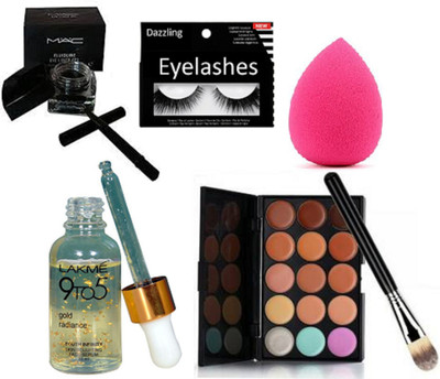 dazzling Eyelashes,Mac Fluidline Gel Eyeliner, Lakme 9 To 5 Gold Radiance Face Serum, Mac 15 Shades Concealer Palette, Sponge Puff(Set of 5)
dazzling Eyelashes,Mac Fluidline Gel Eyeliner, Lakme 9 To 5 Gold Radiance Face Serum, Mac 15 Shades Concealer Palette, Sponge Puff(Set of 5)