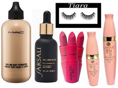 TIARA Eyelashes, Mac Face And Body Foundation, Farsali Volcanic Elixir face serum with giambattista valli lipstick (Pack of 3), 9to5 Waterproof Eyeliner & Mascara(Set of 8)
TIARA Eyelashes, Mac Face And Body Foundation, Farsali Volcanic Elixir face serum with giambattista valli lipstick (Pack of 3), 9to5 Waterproof Eyeliner & Mascara(Set of 8)