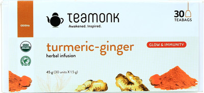 Teamonk Global Turmeric-Ginger Herbal Infusion, 30 Teabags | Herbal Tea for Glow and Immunity Turmeric Herbal Tea Bags(30 Bags, Box)
Teamonk Global Turmeric-Ginger Herbal Infusion, 30 Teabags | Herbal Tea for Glow and Immunity Turmeric Herbal Tea Bags(30 Bags, Box)