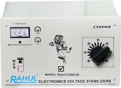Rahul C-6000 a6 KVA/24 Amp 90-260 Volt Main Line Use Up to 6 KVA Load Raf & Taf Autocut Voltage Stabilizer(Gray)
Rahul C-6000 a6 KVA/24 Amp 90-260 Volt Main Line Use Up to 6 KVA Load Raf & Taf Autocut Voltage Stabilizer(Gray)