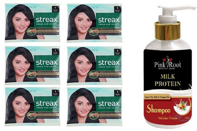 Pink Root Milk Protein Shampoo with Streax Sachet 6 Pcs 1 Natural Black Cream Hair Color(Set of 7)
Pink Root Milk Protein Shampoo with Streax Sachet 6 Pcs 1 Natural Black Cream Hair Color(Set of 7)