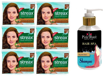 Pink Root Hair Spa Shampoo with Streax Sachet 6 Pcs 7.3 Golden Blonde Cream Hair Color(Set of 7)
Pink Root Hair Spa Shampoo with Streax Sachet 6 Pcs 7.3 Golden Blonde Cream Hair Color(Set of 7)