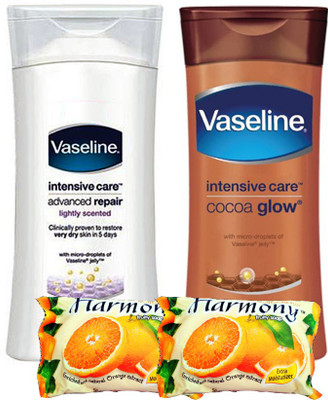 Vaseline Intensive Care Advanced Repair with Cocoa Glow 100ml and Harmony Lemon Soap 75g(Set of 2)
Vaseline Intensive Care Advanced Repair with Cocoa Glow 100ml and Harmony Lemon Soap 75g(Set of 2)