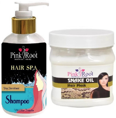 Pink Root Hair Snake Oil Mask With Hair Spa Shampoo(Set of 2)