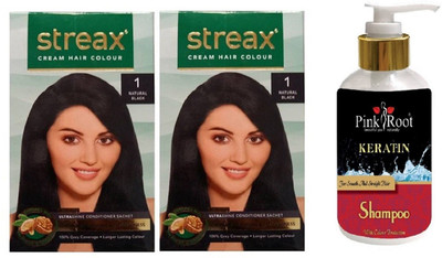 Pink Root Kertain Shampoo with Streax 2 Pcs 1 Natural Black Cream Hair Color(Set of 3)
Pink Root Kertain Shampoo with Streax 2 Pcs 1 Natural Black Cream Hair Color(Set of 3)