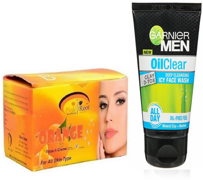 Pink Root Orange Bleach 250g WITH Garnier Oil Clear Facewash(Set of 2)