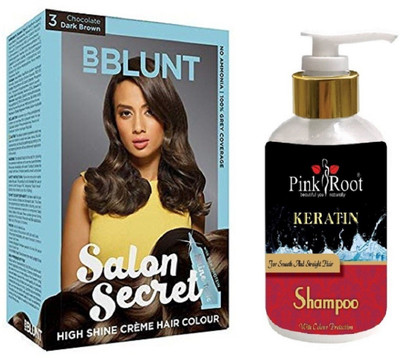 Pink Root Kertain Shampoo with Bblunt 3 Dark Brown Saloon Secret Hair Color(Set of 2)
Pink Root Kertain Shampoo with Bblunt 3 Dark Brown Saloon Secret Hair Color(Set of 2)