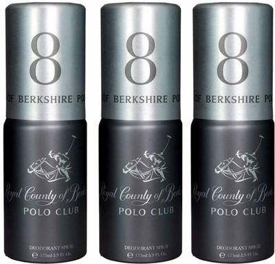 royal county of berkshire polo club Polo Club 8 Body Spray - For Men(450 ml, Pack of 3)
royal county of berkshire polo club Polo Club 8 Body Spray - For Men(450 ml, Pack of 3)