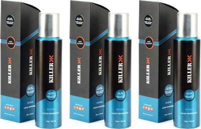 Killer Ocean All-Day Long Lasting Freshness Fragrance 125G/150ml, Combo Pack 3 Pcs. Liquid Deodorant Spray - For Men(150 ml, Pack of 3)
Killer Ocean All-Day Long Lasting Freshness Fragrance 125G/150ml, Combo Pack 3 Pcs. Liquid Deodorant Spray - For Men(150 ml, Pack of 3)